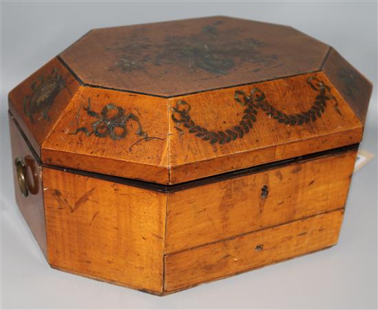 A George III painted and decorated satinwood work box